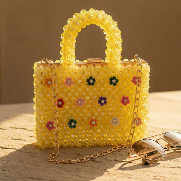 Luxury Yellow Beaded Mini bag