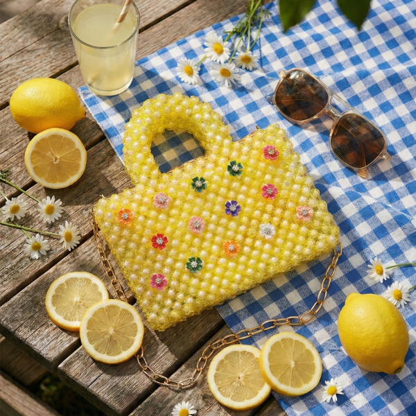 Luxury Yellow Beaded Mini bag