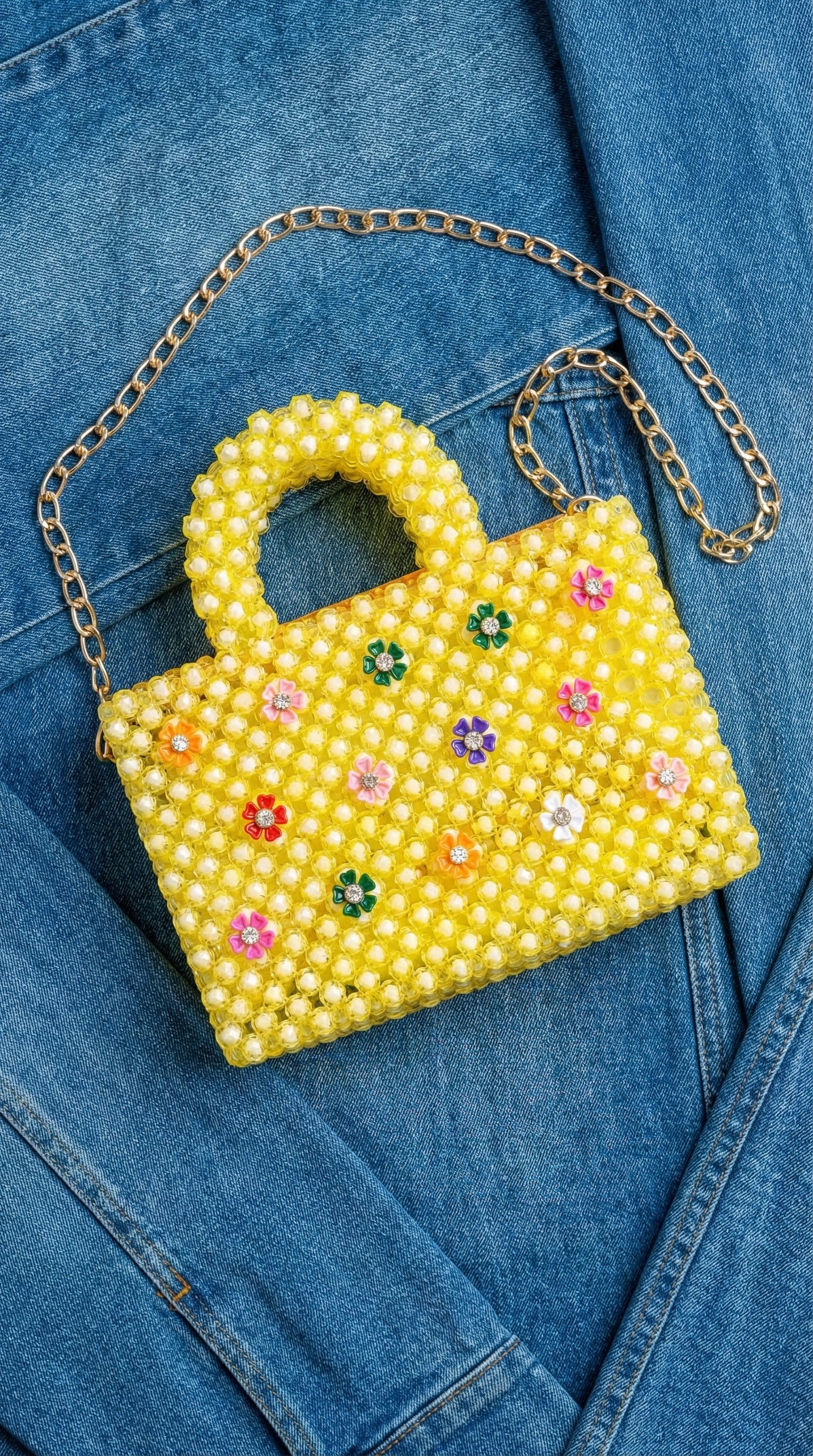Luxury Yellow Beaded Mini bag