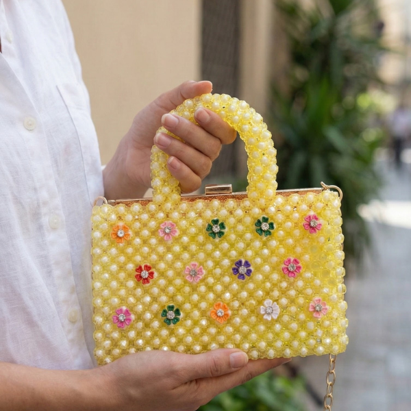 Luxury Yellow Beaded Mini bag