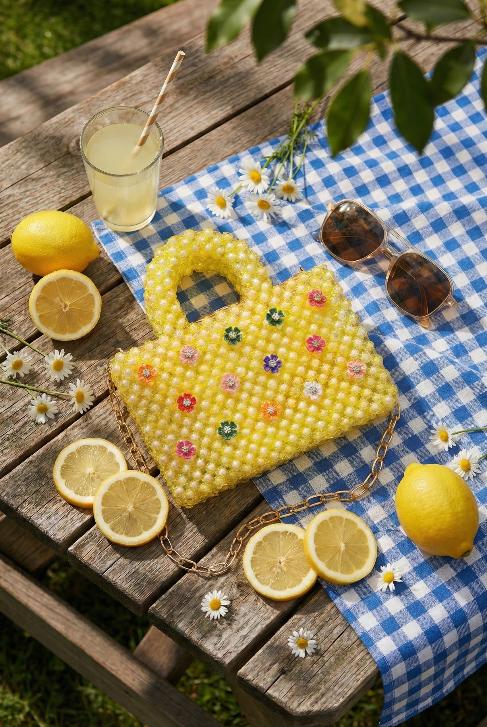 Luxury Yellow Beaded Mini bag