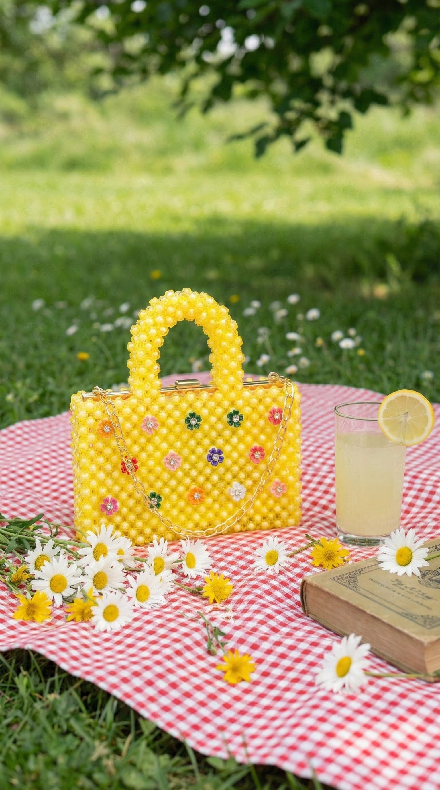 Luxury Yellow Beaded Mini bag