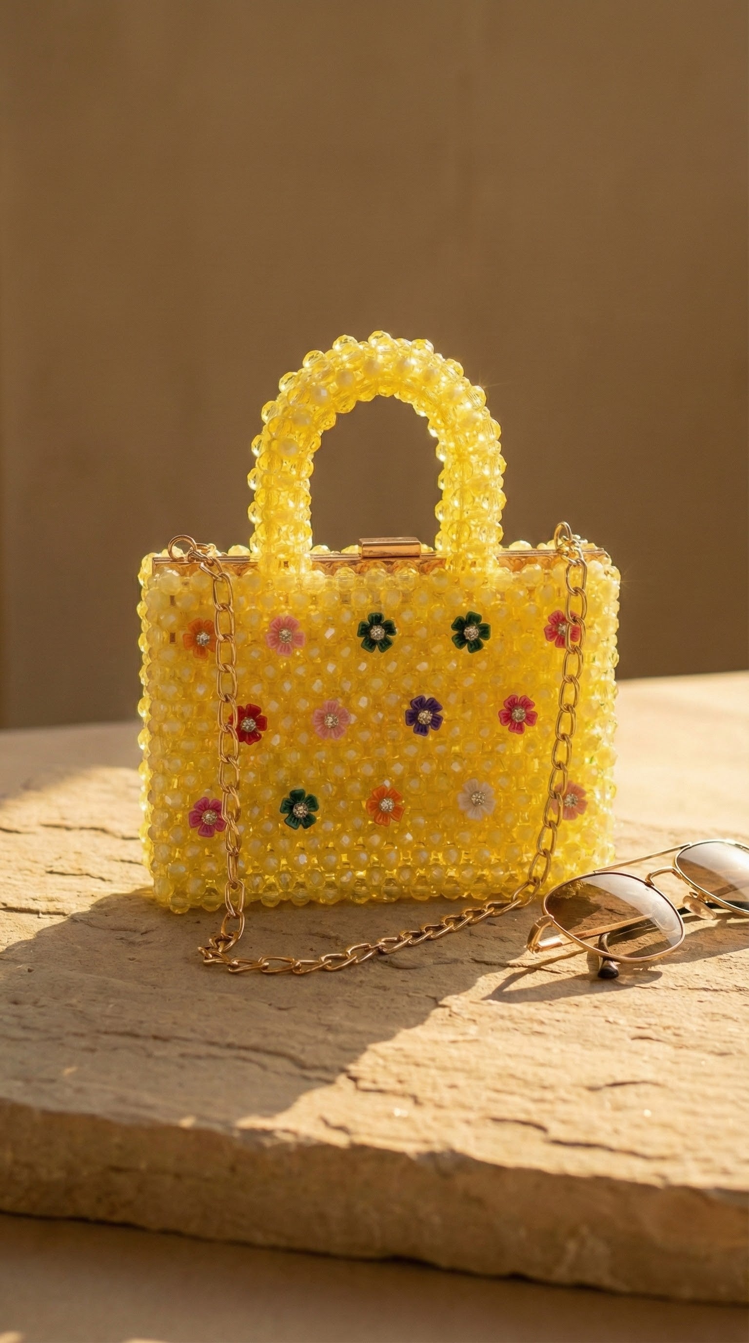 Luxury Yellow Beaded Mini bag
