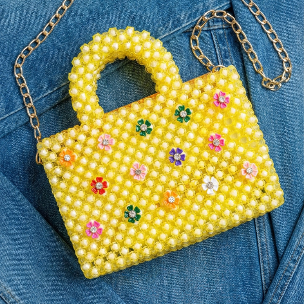 Luxury Yellow Beaded Mini bag